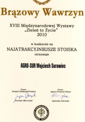 AGRO-SUR - Certyfikat
